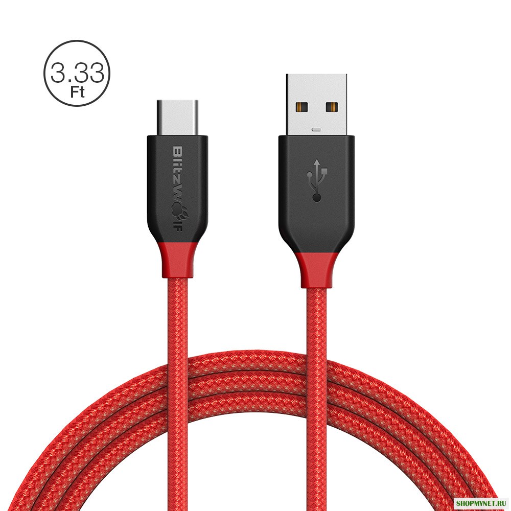 BlitzWolf® Ampcore BW-TC5 3A Плетеный Type-C USB-кабель для зарядки и передачи данных 3.33 фута / 1 м с магнитным ленточным ремешком