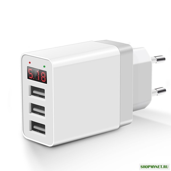 Bakeey ​​2.4A LED Дисплей 3-портовый EU штекер вилка Быстрое зарядное устройство для путешествий для iPhone X 8 Plus S8 Xiaomi 6